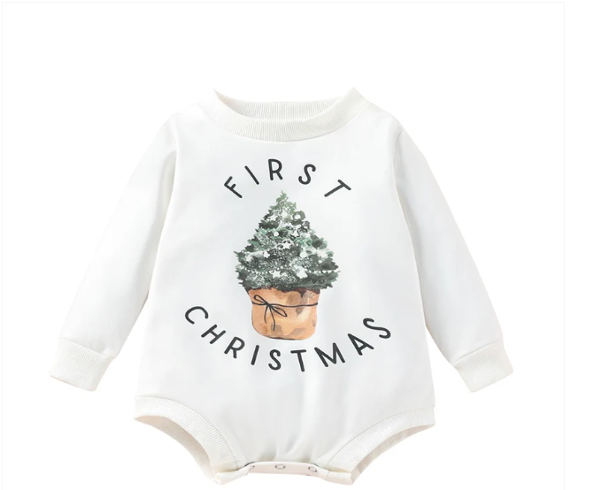 Toddler First Christmas Winter Print Long Sleeve Pullover Sweater