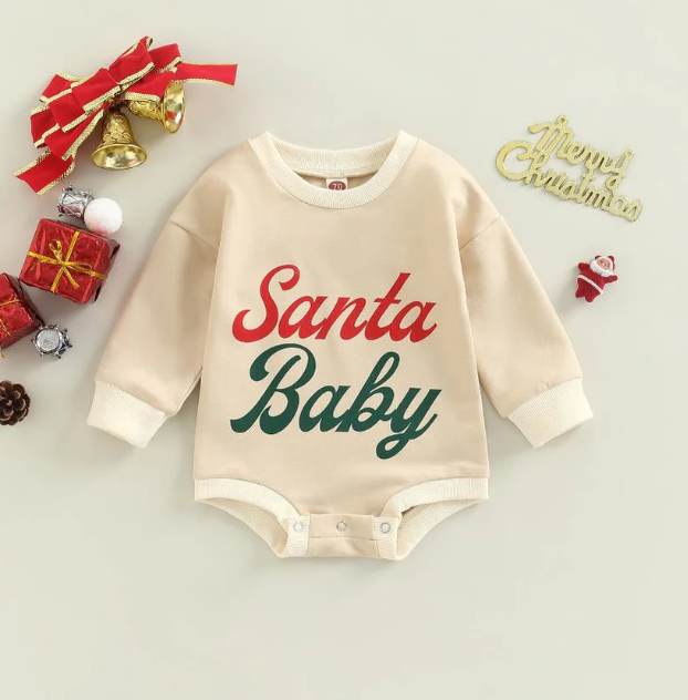 Unisex Infant Toddler Christmas Santa Baby Winter Print Long Sleeve Pullover Sweater - Image 2