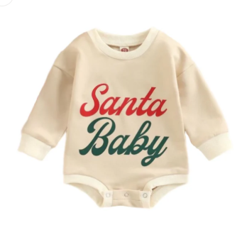 Unisex Infant Toddler Christmas Santa Baby Winter Print Long Sleeve Pullover Sweater